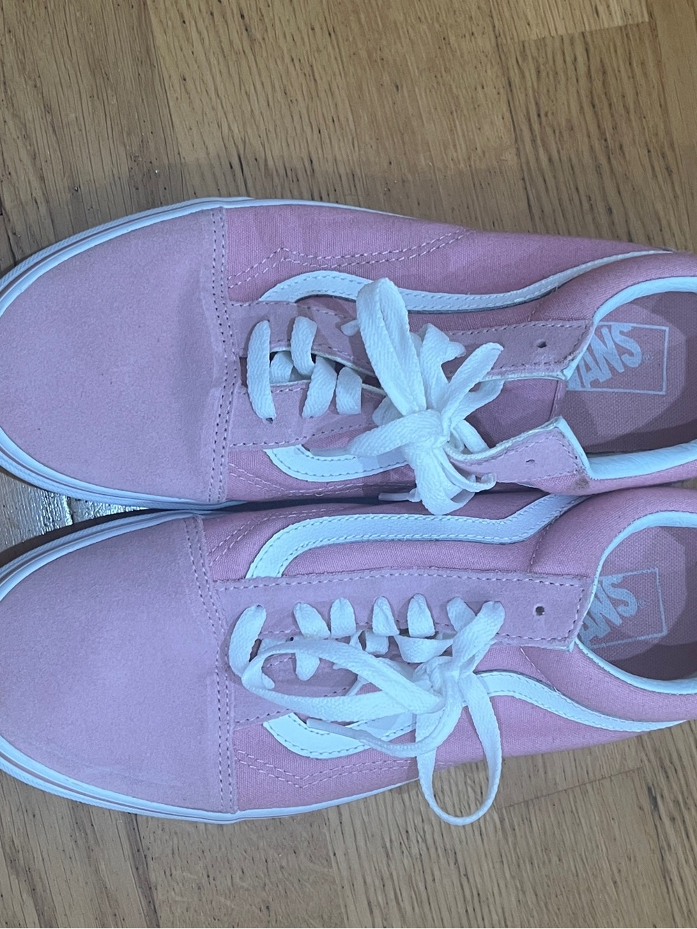 Vans Pink Suede Low-Top Sneakers with White Stripe